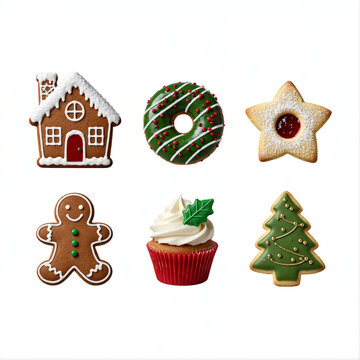 christmas gingerbread cookies isolated