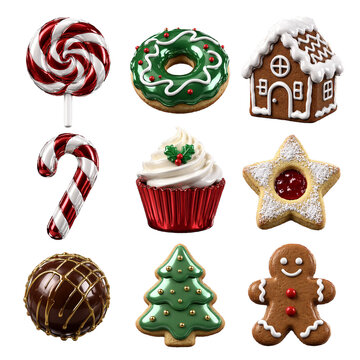 metallic christmas icon set
