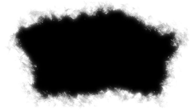 A transition featuring black paint splashes spreading across a white background, as well as white ink on a black background; the ink expands to fill the screen, flowing and radiating outwards.