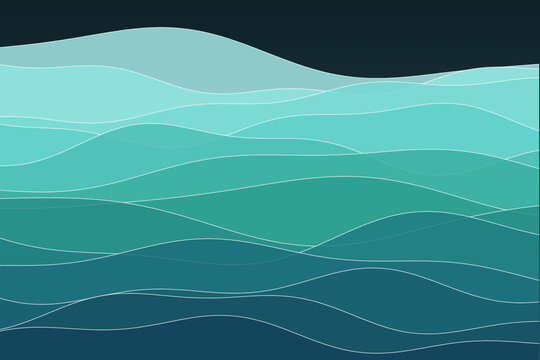 Layered teal ocean wave lines abstract background
