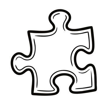 Jigsaw Puzzle Piece Line Art Icon Vector Illustration for Logic Game Strategy Problem Solving Brain Teaser Leisure Hobby and Mobile App Interface