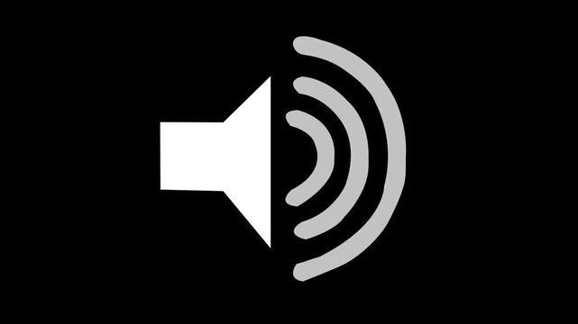 Speaker icon animated on, speaker volume animation, microphone, sound voice speaker icon animated optimized for audio UI and sound visualization.