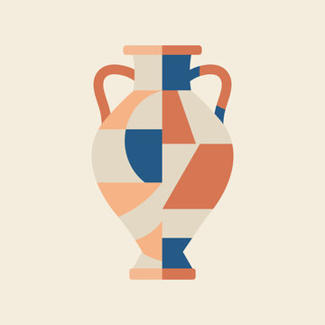 Abstract geometric antique Greek amphora vase vector illustration