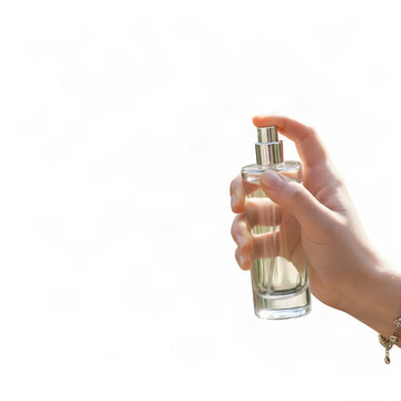 hand holding perfume bottle
