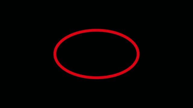 Minimalist red curved line forming an incomplete circle shape isolated on a solid black background