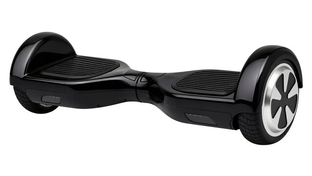Black self balancing electric hoverboard isolated on transparent background