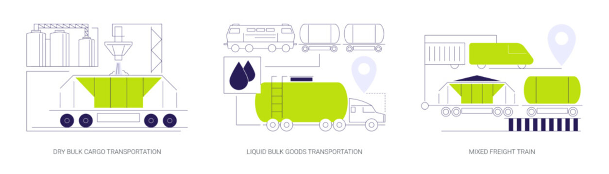 Freight transportation abstract concept vector illustrations.