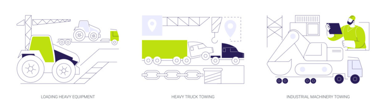 Industrial towing abstract concept vector illustrations.