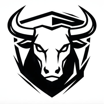 Fierce geometric bull head with shield symbol for branding