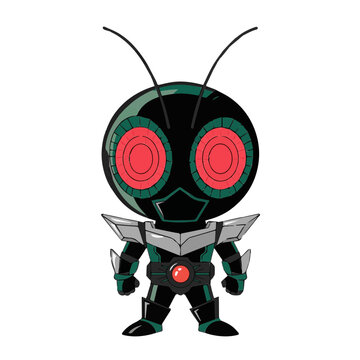 ​Cute cyborg warrior insect robot character isolated on transparent background vector illustration