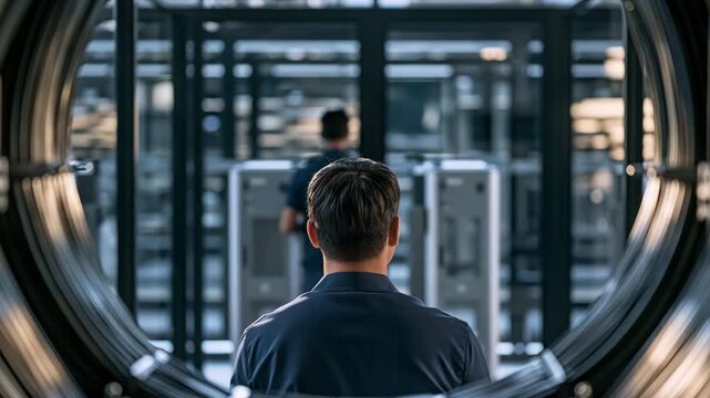 Chinese Technician Working in Edge Computing Server Room