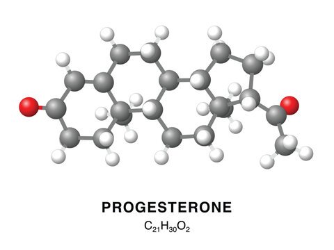 Progesterone molecular structure 3d representation. Vector Illustration