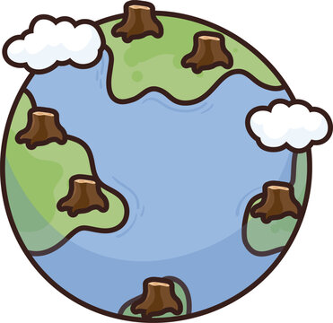 Cartoon Earth shows deforestation