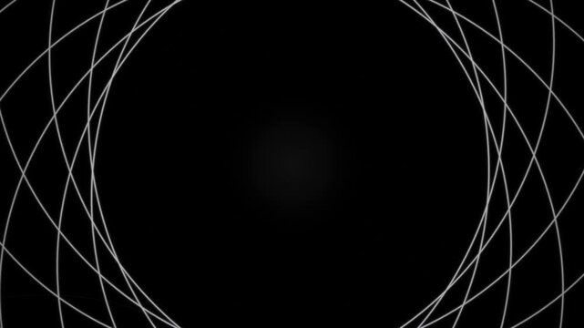 Abstract geometric background with intersecting white curves on black