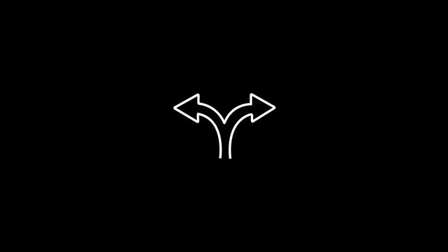 Minimalist split arrow animation: concept of choice, direction, and decision making