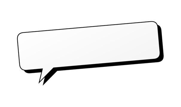 Blank speech bubble comic box banner element isolated on white background for chat message callout