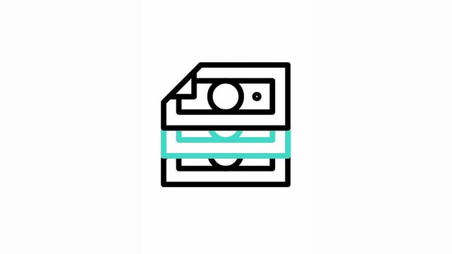 Money cash stack finance payment vector line icon