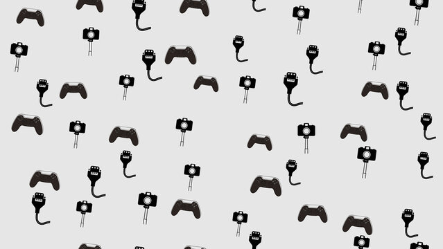 Video game controllers and cameras pattern