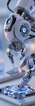 Robotics performing high-precision assembly on electronic circuit board