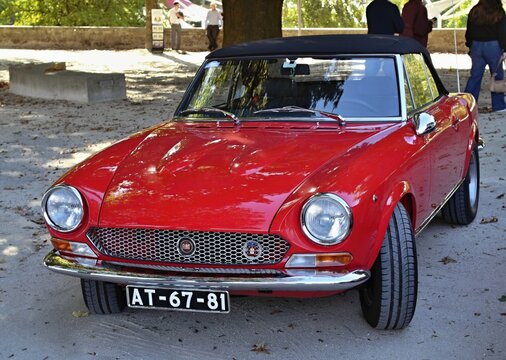 Red Fiat 124 Sport Spider classic vintage car