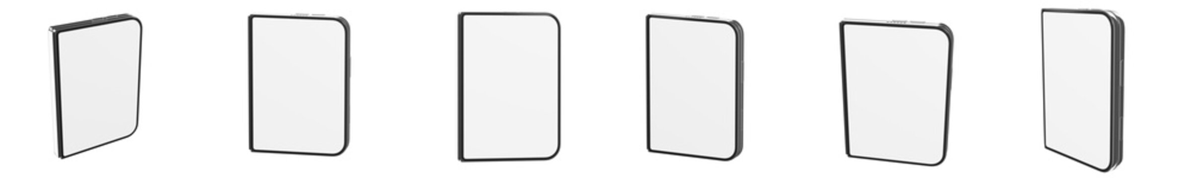 Modern Foldable Smartphone with Blank Screen Mockup Set