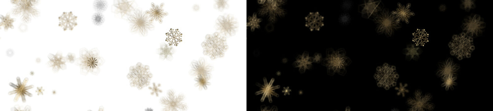 Shimmering golden abstract crystal snowflakes pattern