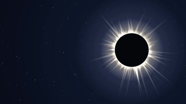 Total solar eclipse 2027 corona animation background with copy space