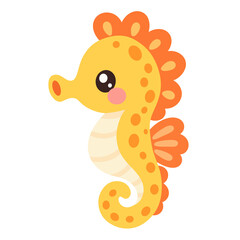 Cute Orange Seahorse Illustration © Boonsub