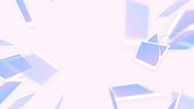 Abstract pastel colored rectangles drifting slowly across a clean white background in a dreamlike 3D animation