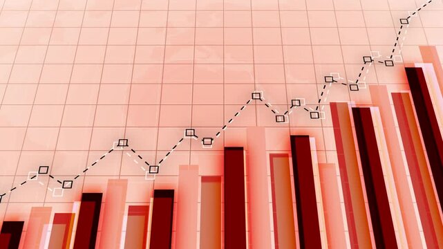 Abstract business chart with rising bar graph and line graph growth finance and market success animation