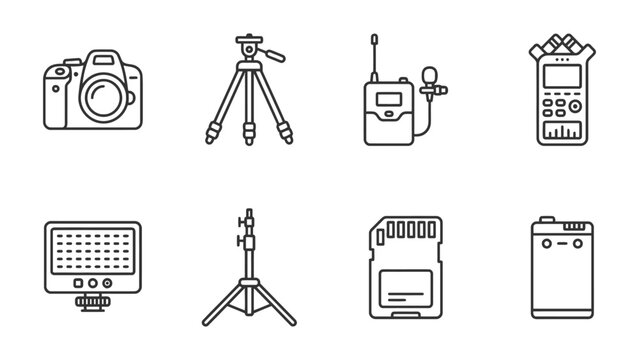 Minimal Outline Icon Set of Everyday Objects and Equipment 014