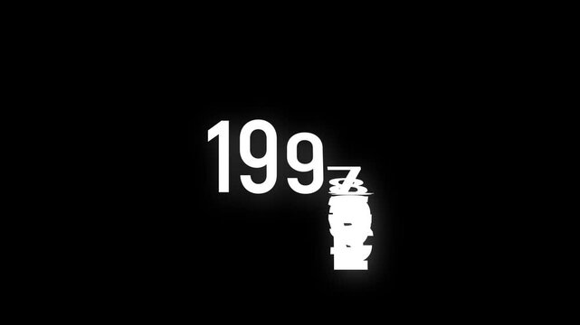 1950 to 1998 year countdown timer animation with black, green, white screen background. dynamic scrolling progression timeline loading bar changing 1950 to 1998 year 4k video