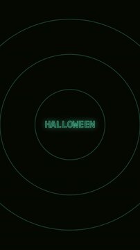 Glowing green concentric halloween typography pulses against darkness, creating animated backdrops for party promotions, social media, greetings, and seasonal campaigns.
