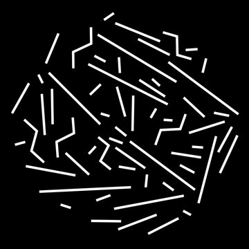 Gobo Stencil Mask. White Abstract Line Segments Form A Random Geometric Pattern On Black Background For Stage Lighting Projection. 3d Rendering