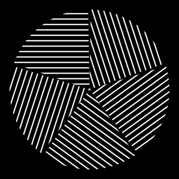 Gobo Stencil Mask. White Striped Circular Pattern With Four Geometric Segments On Black Background For Stage Lighting Projection. 3d Rendering
