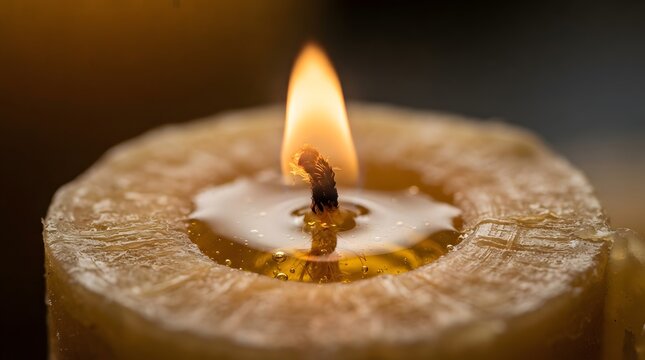 Close up of beautiful melting candles with smoke on dark background creating a peaceful atmosphere