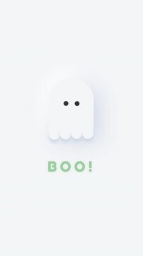 Minimalist white ghost graphics bring spooky halloween text animations, ideal for social posts, stickers, invitations, banners, and seasonal branding projects.