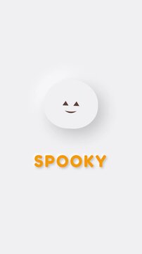 Spooky halloween text animation brings minimalist ghost icon illustration to life, ideal for invitations, social posts, banners, and seasonal promotions.