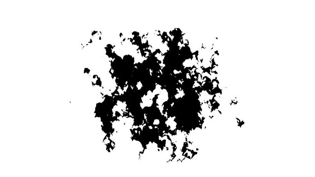 Heavy black brush paint sweeping across a bright white screen, backgrpond creating jagged edges, flowing stains, bold graphic shapes, dramatic reveal transition, 4K.