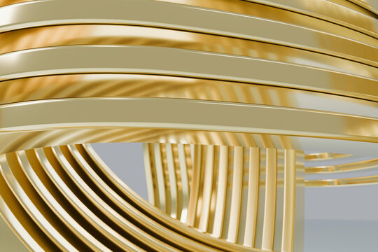 Layered 3D Gold Bands with Sweeping Curves