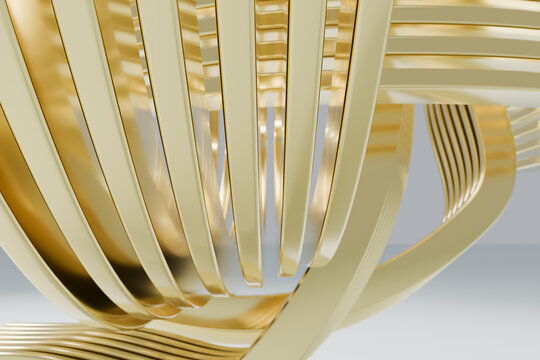 Polished 3D Gold Slats in Close Detail