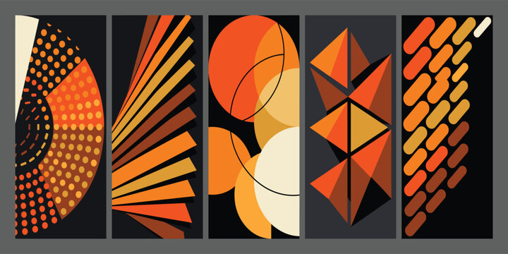 Orange Gradient Posters with Halftone and Layered Shapes