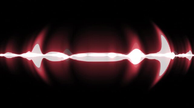 Vibrating White Sound Wave Emitting Red Rays. DJ Party Backdrop