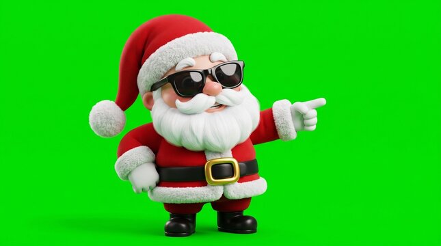 Cute Santa Claus with Sunglasses Pointing for Festive Advertising Design