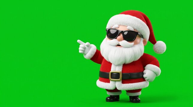 Fun Santa Claus with Sunglasses Pointing for Christmas Marketing Design