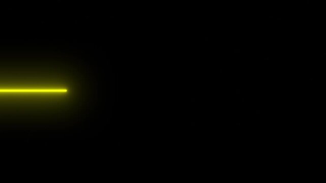 Thin Yellow Neon Strip Horizontal Movement. Overlay Highlight Element