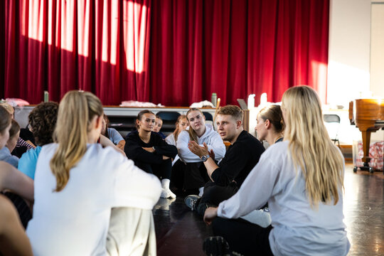 Sharing thoughts before rehearsal begins