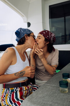 A couple having a good time onboard