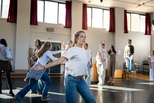 Company-wide choreography rehearsed