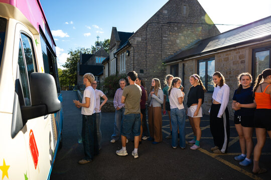 Long line at the ice cream van